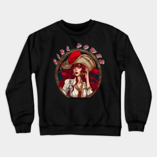 Girl power red themed pirate girl Crewneck Sweatshirt